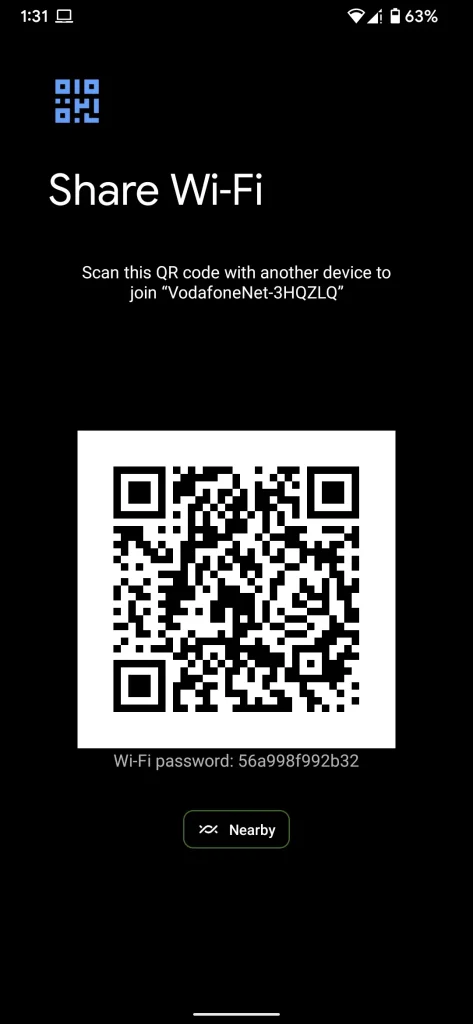 Google Wi-Fi sharing QR code